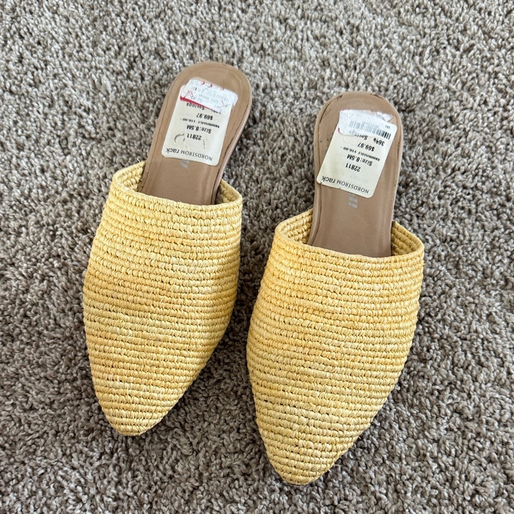 Yellow Woven Mules
